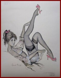 Art hand Auction ☆ Chica pin-up French Cancan de Chalois Gouache, Cuadro, Pintura al óleo, Retratos