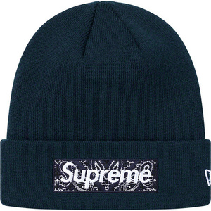 【国内未使用】19FW Supreme New Era Bandana Box Logo Beanie NAVY / ニューエラ バンダナ ボックスロゴ ビーニー グレー