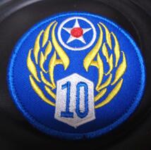 VC10青黄（円型）◆新品アメリカ１０TH USAF AIR FORCE 刺繍ワッペン（パッチ）◆サバゲー・ミリタリー◎WW2『ベルクロ　マジックテープ』_画像2