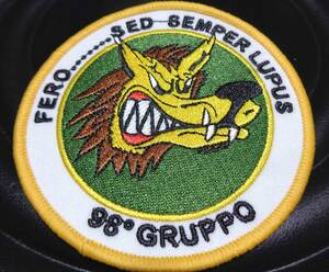 NM白若草（軍薄緑）凶暴狼◆新品イタリアITALY98° GRUPPO FERO...SED SEMPER LUPUS 狂犬　狼　刺繍ワッペン■激渋■サバゲー・ミリタリー