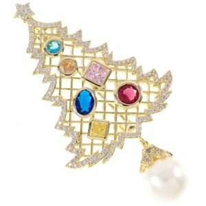 A6978* Christmas tree colorful diamond manner Cubic Zirconia * new goods brooch pendant top combined use * high quality height is seen 