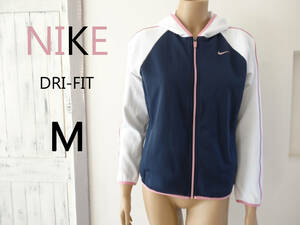 USED[NIKE]M размер - dry Fit с капюшоном . Parker Nike джерси темно-синий цвет × белый × Pink Lady -s спортивная одежда -