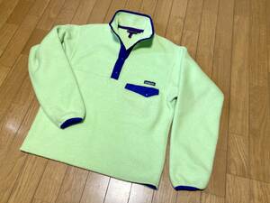 美品★patagonia パタゴニア★90sビンテージ シンチラ スナップTフリースジャケット アップルグリーン size S