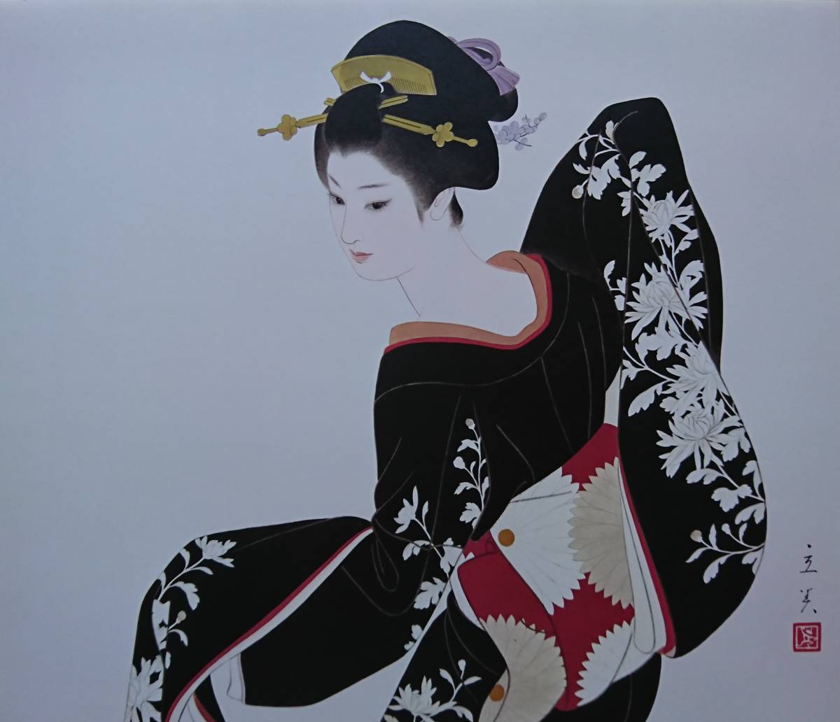 Tatsumi Shimura, gesture, difficult to get, Rare/limited edition, Japanese painting, Edo, Beautiful woman painting, winter, new year, Tatsumi Shimura, Brand new and framed, free shipping, artwork, painting, portrait