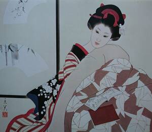 Art hand Auction Tatsumi Shimura, picture paper, difficult to get, Rare/limited edition, Japanese painting, Edo, Beautiful woman painting, winter, new year, Tatsumi Shimura, Brand new and framed, free shipping, artwork, painting, portrait