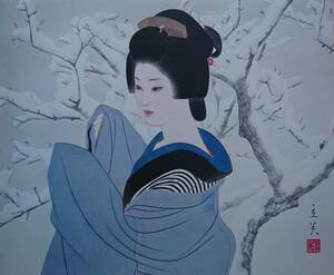 Art hand Auction Tatsumi Shimura, snow light, difficult to get, Rare/limited edition, Japanese painting, Edo, Beautiful woman painting, winter, new year, Tatsumi Shimura, Brand new and framed, free shipping, artwork, painting, portrait