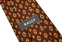 N-2145★送料無料★超美品★BALLY バリー★イタリア製 正規品 ブラウン茶色 小紋柄 シルクネクタイ_画像6