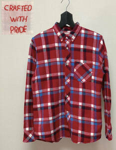 CRAFTED WITH PRIDE out person .. flannel shirt India made red check GAIJIN MADE