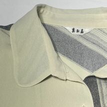 レディース 真利嘉 ポリシャツ 長袖シャツ 日本製 さらさら素材 Mサイズ 変形ストライプ柄_画像5