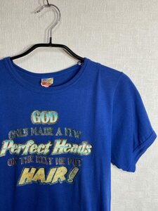 1980s メッセージ ビンテージ Ｔシャツ M 青