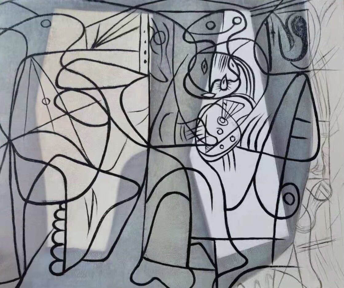 ◆Modern Art◆Hand-painted oil painting F20 size 『artist and his model』 Picasso/copy Perfect for redecorating your room, Painting, Oil painting, Abstract painting