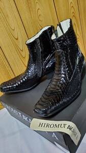  regular new old Gackt put on same type same color Roen Roenhiro Muta ka is la ankle buckle belt python heel boots black × red 40/ HIROMU TAKAHARA attached have 