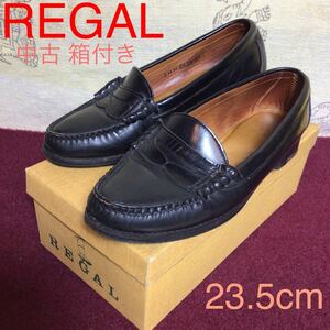 [ selling out! free shipping!]A-65 REGAL! Reagal!23.5cm! Loafer! black! box attaching! going to school! used!