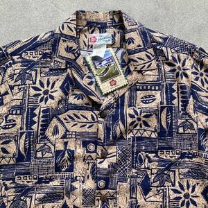 Hilo Hattie ヒロハッティー 90's ハワイ製 アロハシャツ ガラシャツ 半袖シャツ M デッドストック