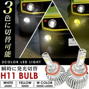 GD1-4 フィット 3色切替 LED H11 フォグ 12V ホワイト イエロー発光