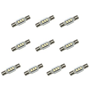 10個セット●● 12V SMD3連 T5×25mm LED バニティ 電球 単品 サンバイザー照明