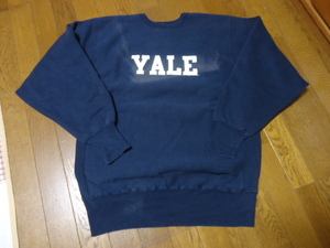 XL/90s/YALEエール大学/ビンテージ/トリコ刺繍タグ/1990年代チャンピオンChampion/リバースウィーブ/USA/トレーナー/スウェット/ネイビー