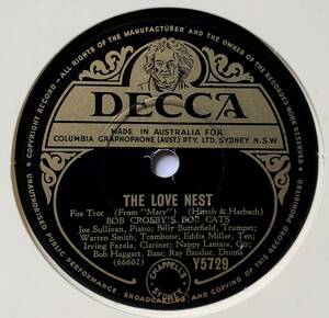 BOB CROSBY*S BOB CATS / TILL WE MEET AGAIN/THE LOVE NEST (DECCA Y5729) SP запись 78RPM JAZZ {.}