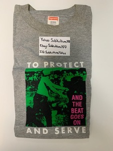 【ほぼ新品】 Supreme　シュプリーム　Tシャツ TO PROTECT AND SERVE AND THE BEAT GOES ON RARE　Box Logo　グレー　XL　希少