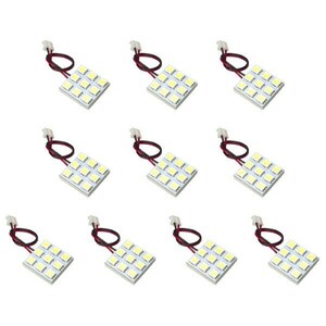 10個セット●● 12V SMD9連3×3 LED 基板 端子形状BA15s (G18/S25シングル) 3チップ総発光数27発 ルームランプ ホワイト