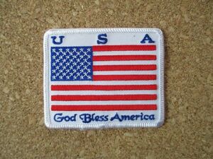 90s 米国アメリカ国旗『GOD BLESS AMERICA』星条旗 刺繍ワッペン/ゴッド ブレス アメリカ ミリタリー旅行スーベニア アップリケ土産パッチ