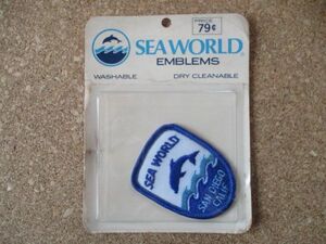 80s 水族館シーワールド 刺繍ワッペン/Bビンテージ国旗Voyager旅行スーベニア観光テーマパーク土産サンディエゴ カリフォルニア州シャチ