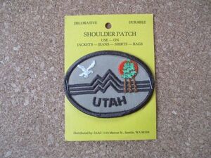 80s ユタ州 UTAH 刺繍ワッペン/自然アウトドア鳥 山脈ビンテージVoyager旅行アメカジ観光カスタム土産アップリケUSA