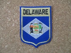 90s DELAWARE『デラウェア州』スーベニア刺繍ワッペン/ビンテージVoyager旅行アメカジ観光カスタム土産アップリケUSAエンブレム旗