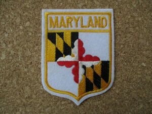 90s MARYLAND『メリーランド州』スーベニア刺繍ワッペン/ビンテージVoyager旅行アメカジ観光カスタム土産アップリケUSAエンブレム旗A