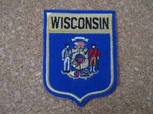 90s WISCONSIN『ウィスコンシン伸州』スーベニア刺繍ワッペン/ビンテージVoyager旅行アメカジ観光カスタム土産アップリケUSAエンブレム旗A