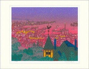 ★【送料無料・新品】吉岡浩太郎『夜景・三々（マット）』シルクスクリーン 風景画 神戸港 異人館 港町【AHA-FUKEI33-002】