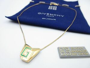 【良品】グリーン★ジバンシー GIVENCHY ネックレス ヴィンテージ ジバンシイ メンズ レディース ストリート おしゃれ レア y-y19