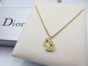 【極上美品】Christian Dior ネックレス CD ストーン ロゴ クリスチャン ディオール ヴィンテージ アクセサリー レディース y-m31-34d