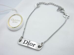 【美品】Christian Dior ブレスレット プレート ロゴ クリスチャン ディオール ヴィンテージ レディース 結婚式 シルバーカラー y-y4-2