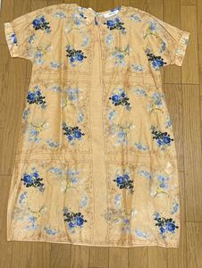  бесплатная доставка # с биркой не использовался #SUPER HAKKA Super Hakka хлопок короткий рукав туника платье One-piece размер F сделано в Японии 