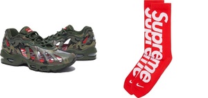 セット Supreme × Nike 21SS Week11 Air Max 96 Woodland Camo US7/25cm + Lightweight Crew Socks 1Pack Red オンライン購入 国内正規品