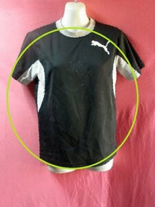 USED* there is defect! Kids Puma T-shirt size 150 black / gray series 