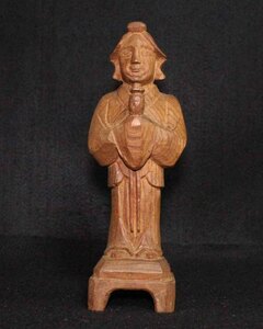 [e160]木彫り　彫刻　置物　女性像　アジア人　古代人