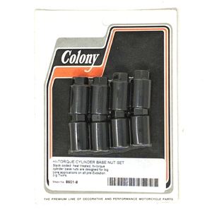 COLONY 8601-8 ハイトルクシリンダーベースナットセット ブラック Hi-Torque Cylinder Base Nut Set Black Harley Big Twin pre-Evo USA