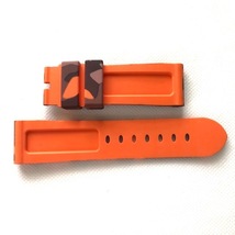 ２４mm ラバー製ストラップ ベルト カモフラージュ 迷彩 オレンジ 橙 尾錠用 パネライなどに_画像6