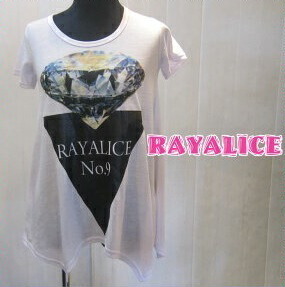 ☆【郵便(クリックポスト)対応】RAYALICE（レイアリス）女の子 半袖ダイヤモンド柄 Tシャツ チュニック 白 140cm（04-7567）