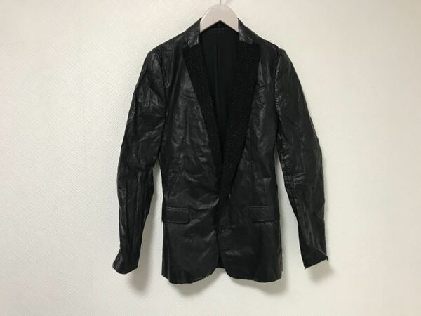 本物アトウatoコーティングデザイナーテーラードジャケット黒ブラックメンズスーツビジネス46M