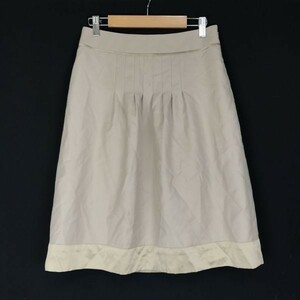  three . association / made in Japan *BURBERRY* silk / silk ./ knee height skirt [36/S/ beige group ] Burberry *BF542