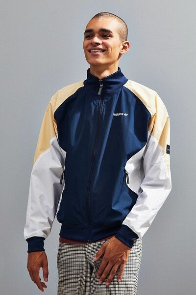 希少 adidas Originals EQT WVN RIP JACKET WINDBREAKER NAVY YELLOW WHITE ジャケット リラックスフィット 2XO