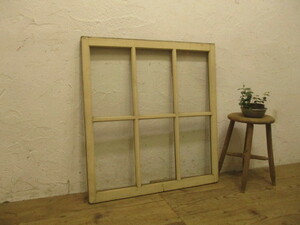 taK077*(2)[H86,5cm×W80,5cm]* paint. peel off . car Be . old wooden glass door * fittings sash reform retro K.1