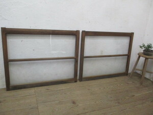 taM324*[H71cm×W88,5cm]×2 sheets * antique * retro old wooden glass door * fittings sliding door old Japanese-style house block shop K.1