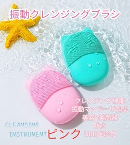 振動 クレンジング ブラシ マッサージ 防水 洗顔 USB 充電式 美顔器