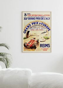 Grand Prix d'Europe ビンテージポスター アートポスター 海外アートポスター インテリア レーシングカー スポーツカー デザイン