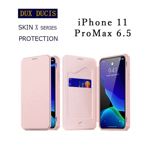 iPhone 11 Pro Max ケース ピンク 手帳型 PUレザー カード収納 スタンド機能 耐水 指紋防止 耐衝撃 スキンX プロテクション 高級