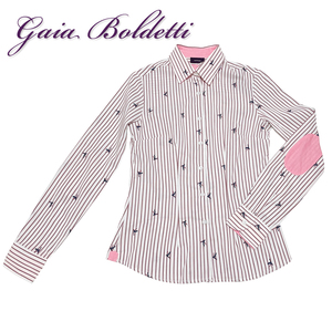 新品 Gaia Boldettiイタリア製ストライプシャツブラウス　白#40